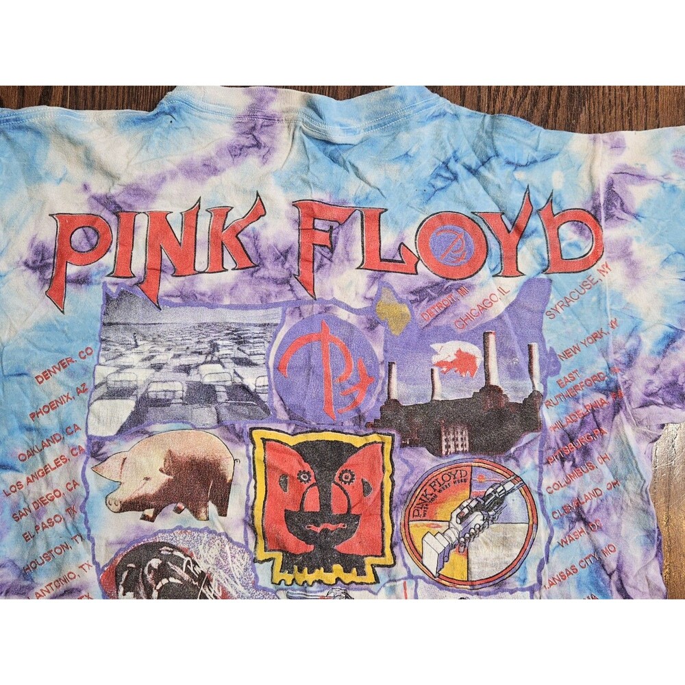 Vintage 1994 Pink Floyd The Division Bell Tour Tie Dye Band Tee Shirt Sz XL - Picture 12 of 14